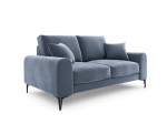 Dvivietė sofa Mazzini Sofas Madara, veliūras, &scaron;viesiai mėlyna/juoda