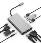 USB-C HUB 11in1 adapteris HDMI 4K VGA Gigabit Ethernet RJ45 lizdas SD mini Jack Macbook Pro/Air M1 Zenwire