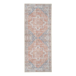 Vintažinis įėjimo kilimėlis 80x200 cm i&scaron; oranžinės ir mėlynos spalvos poliesterio - FAGUO