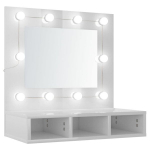 Veidrodinė spintelė su led, balta, 60x31,5x62cm, blizgi