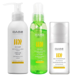 Odos priežiūros kelioninis rinkinys Babe Nr.1: aliejinis muilas, 100 ml + alavijo gelis, 100 ml + rutulinis dezodorantas, 50 ml ​​