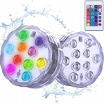 Vandeniui atspari RGB LED lempa su nuotolinio valdymo pulteliu