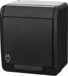 Hermes vieno lizdo jungiklis 2p+z Schuko juodas