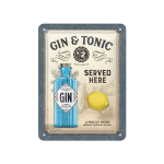 Metalinė plok&scaron;tė Nostalgic Art Gin & Tonic Served Here, 15x20 cm