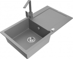 Granitinė virtuvinė plautuvė Mexen Leo su mai&scaron;ytuvu ir sifonu, Grey