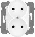 Dvigubas elektros lizdas Gp-2q/m baltas, be rėmelio