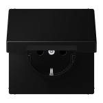 JUNG Lizdas su dangteliu IP44 SCHUKO juodas matinis 16A 250V (LS Serija), Juoda matinė