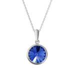 Sidabrinis kaklo papuo&scaron;alas moterims DiamondSky &bdquo;Clarice (Sapphire)&ldquo; su Swarovski kristalais DS01K769