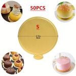 Mini apvalūs tortų padėkliukai, 8 cm, auksiniai, 50 vnt - S (8 cm)