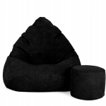 Sėdmai&scaron;is su pufu Mega Dot Velour XXL, 100x130 cm, juodas
