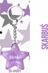 Brelokas "žvaigždutė" su graviravimu, violetinis