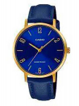 Moteri&scaron;kas laikrodis Casio Collection su mėlynu odiniu dirželiu