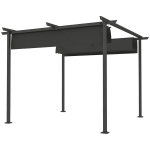 "Outsunny" 3x3 m sodo pavėsinė, metalinis terasos stogas, sodo pavėsinė su reguliuojamu stogu, UV apsauga 30+, laisvai pastatoma apsauga nuo saulės, skirta terasai ir sodui, tamsiai pilka, Tamsiai pilka