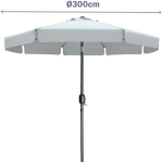 Marbueno Parasol Acier 8 Baguettes D300 cm Poliesteris Baltas Sodas Baseinas Terasa 10491