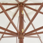 Markizė，Lauko skėtis su mediniu stulpu, smėlio baltos spalvos, 350cm CFE444341