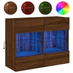 Sieninė Televizoriaus spintelė，TV spintelė，TV staliukas su LED lemputėmis, ruda, 78,5x30x60,5cm CFE833801