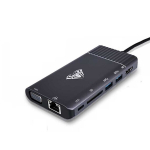 Aula OT-95117 8in1 USB-C į HDMI 4K 30hz + VGA + USB3.0 x2 + PD + 1000M LAN + SD + 3.5mm garso lizdas