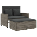 Dvivietė sodo sofa，Lauko sofa su pagalvėlėmis, pilkos spalvos, poliratanas CFE77341