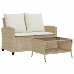 Dvivietė sodo sofa，Lauko sofa su staliuku ir pagalvėlėmis, smėlio spalvos CFE52549