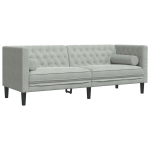 Trivietė chesterfield sofa，Poilsio sofa su pagalvėlėmis, pilka, aksomas CFE61040