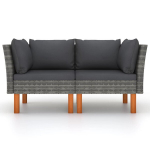 Kampinės sofos，Poilsio sofa, 2vnt., poliratanas ir eukalipto masyvas CFE10667