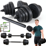 Hantelių su &scaron;tanga rinkinys Kudda, 2x20 kg