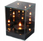 3D LED veidrodinis žibintas su liepsnos efektu, stačiakampis, 15 cm