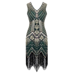 Getsbio stiliaus suknelė moterims Saitdress, žalia, su kutais blizgučių suknelė 1920-ųjų stiliaus