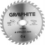 Graphite diskinis pjūklas medienai 235mm x 30mm, 36 dantys