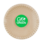 Kompostuojamos cukranendrių lėk&scaron;tės su "Go Green" ra&scaron;tu &Oslash;23cm 10 vnt/0,15kg