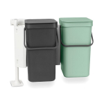 Brabantia &scaron;iuk&scaron;liadėžių komplektas Sort Go, 2x12 l, pilkas/žalias