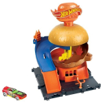 Hot Wheels miestas žaidimo rinkinys &bdquo;Mėsainio užkandinė" 2022, Užsiaugink dinozaurą i&scaron; kiau&scaron;inio!