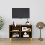 TV spintelė su medinėmis kojelėmis, 69,5x30x50 cm, ruda