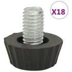 315594 vidaXL Adjustable Furniture Feet M8 18 pcs Black, Juoda