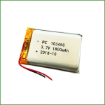 1 vnt. įkraunama lipo baterija 103450 (3,7 V, 1800 mAh Lipo), skirta "Bluetooth" ausinėms, i&scaron;maniesiems laikrodžiams, kasos aparatams, medicinos prietaisams ir kitiems ne&scaron;iojamiems prietaisams
