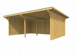 Medinė pastogė 495 x 595 x 230 cm