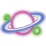 LED neoninis &scaron;viesos ženklas - planeta, įvairiaspalvis