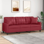 Trivietė sofa vidaXL, raudona