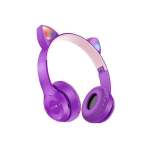 Belaidės &scaron;viečiančios ausinės Katės ausys kompiuteriui, telefonui - violetinė