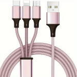 3-in-1 USB įkrovimo laidas, Rose Golden