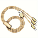 3-in-1 greito įkrovimo USB laidas, Auksinės spalvos