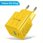 2 jungčių PD 25W USB-C kroviklis, Geltona