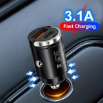 Greito įkrovimo USB automobilinis įkroviklis adapteris 3.1A.