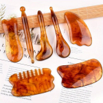 7 dalių bičių va&scaron;ko Gua Sha masažo rinkinys, Gintaras