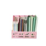 Panda tematikos daugiafunkcinis stalo organizatorius, 【Patobulintas sutir&scaron;tintas / stabilus ir patvarus】 Keturi stulpeliai - Morandi Pink / nemokami pandos lipdukai