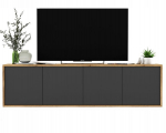 Pakabinama TV Spintelė Meble Lindner Loft Ąžuolas Wotan Grafito Matinė 150 cm, 150 x 39 x 35