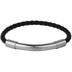 Apyrankė - POLICE - Pinti Oda - Blizgus Plienas - Juoda - 190 mm