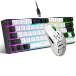 HXSJ Juoda Balta RGB Klaviatūra Ir Gaublys, Kompakti&scaron;ka 68 Klavi&scaron;ų Mini Laidinė Klaviatūra RGB Ap&scaron;viestas Gaublys.