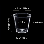 Plastikiniai Vienkartiniai Shot Stikliukai 38 vnt Rinkinys , 30 ml (1 uncija)
