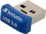 "verbatim" usb atmintinė, usb 3.0, 64 gb, "nano", "store n stay", mėlyna, 98711, usb a